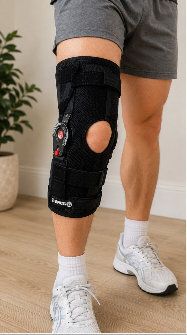 BREG Adjustable ROM Hinged Knee Brace Orthopedic Support Black New Condition